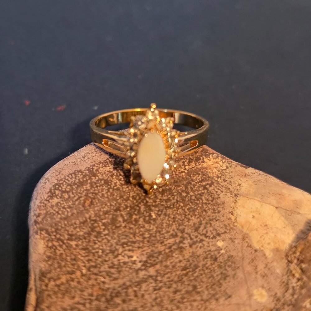 White Oval/CZ Ring